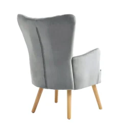 Butaca DIANA gris de terciopelo y madera