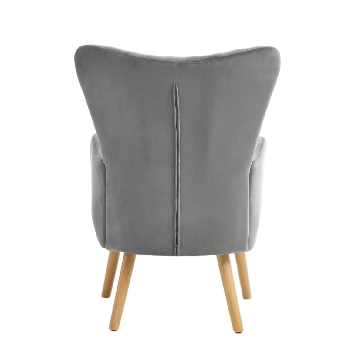 Butaca DIANA gris de terciopelo y madera