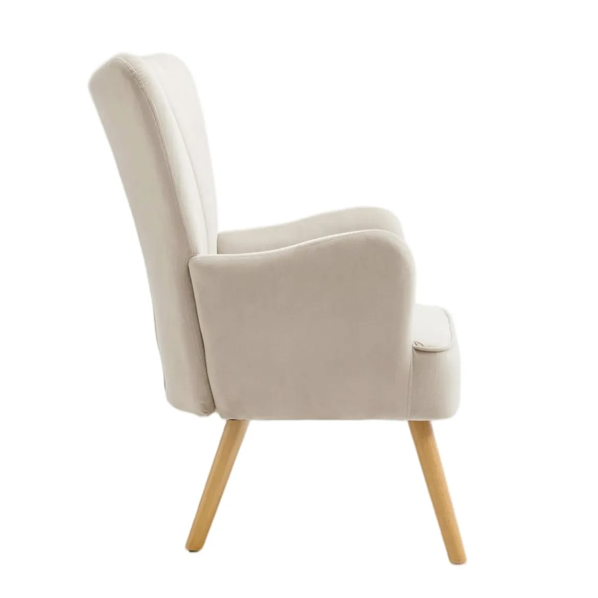 Butaca DIANA taupe de terciopelo y madera