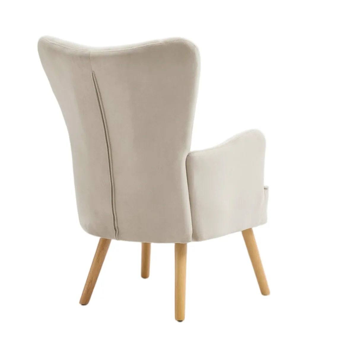 Butaca DIANA taupe de terciopelo y madera