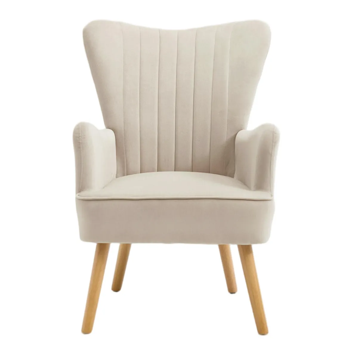Butaca DIANA taupe de terciopelo y madera