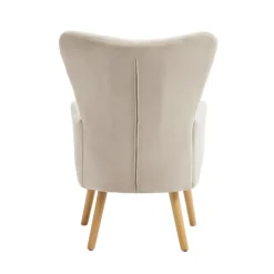 Butaca DIANA taupe de terciopelo y madera