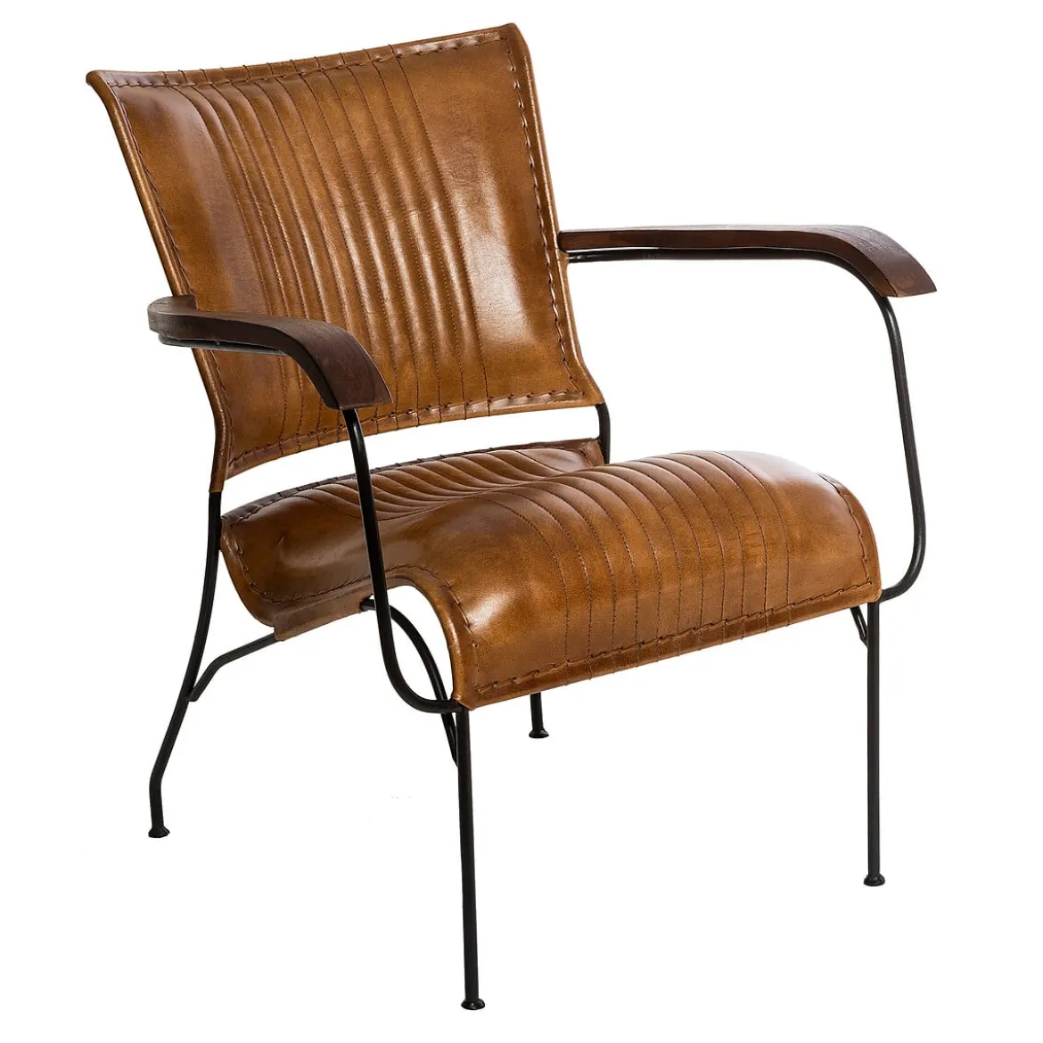Butaca HOPER De Cuero Marrón 68x76x75Cm