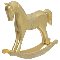 Caballo decorativo de madera dorado