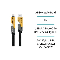 Cable USB Tipo C 4 en 1 1M Negro y Amarillo