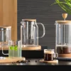 Cafetera de vidrio y bambú 1L