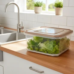 Caja cuadrada beige con rejilla