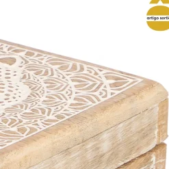 Caja cuadrada buda de madera de mango