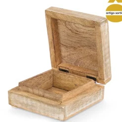 Caja cuadrada buda de madera de mango