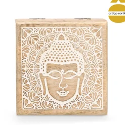 Caja cuadrada buda de madera de mango