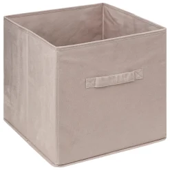 Caja de almacenaje beige de terciopelo 31x31cm