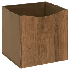 Caja de almacenaje efecto madera marrón