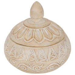 Caja decorativa ORIENTAL 15.5cm beige poliresina
