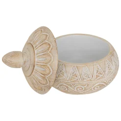 Caja decorativa ORIENTAL 15.5cm beige poliresina