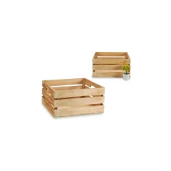 Caja De Madera Beige Quemado 20x41cm