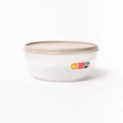 Caja hermética redonda beige 1,3L