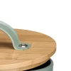 Caja para ajos verde metálica con tapa de bambú