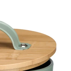 Caja para ajos verde metálica con tapa de bambú