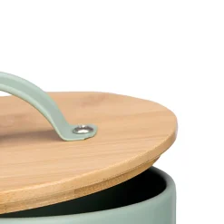 Caja para cebolla verd metálica con tapa de bambú