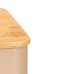 Caja para té beige con tapa de bambú