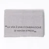 Camino de mesa con frase taupe 50x140cm