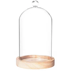 Campanilla Vidrio Base Madera 19x11Cm