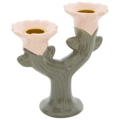 Candelabro con flor de cerámica