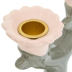 Candelabro con flor de cerámica