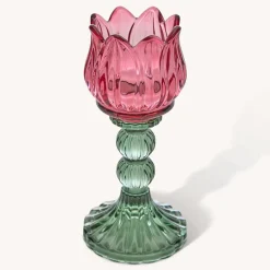 Candelabro FLEUR DE ROSE de vidrio 17cm