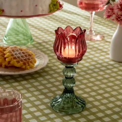 Candelabro FLEUR DE ROSE de vidrio 17cm