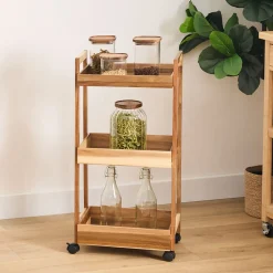 Carr de cocina de madera de acacia con 3 niveles