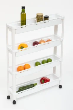 Carrito auxiliar blanco extensible con 4 cestos
