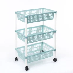 Carrito auxiliar con 3 cestas azul