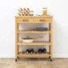 Carrito auxiliar de cocina de bambú c/3 estantes