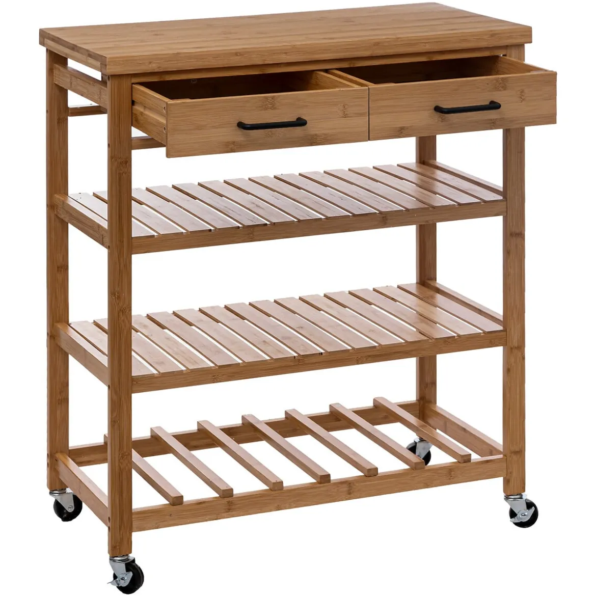 Carrito auxiliar de cocina de bambú c/3 estantes