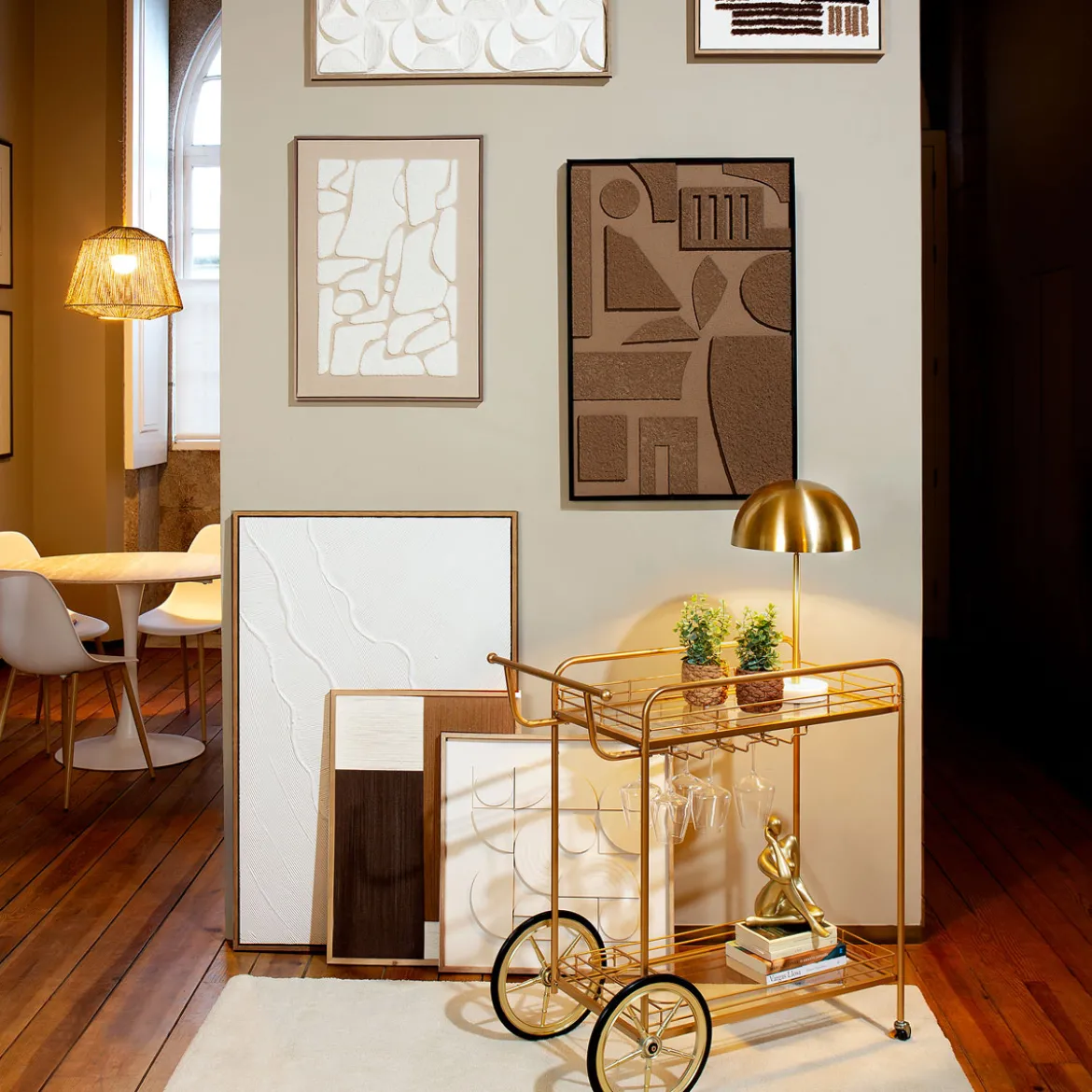 Carrito auxiliar dorado de metal DOLCE RIVIERA