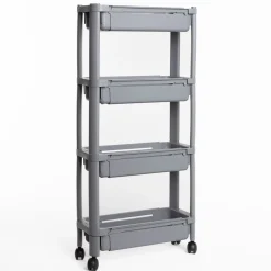 Carrito auxiliar gris extensible con 4 cestos