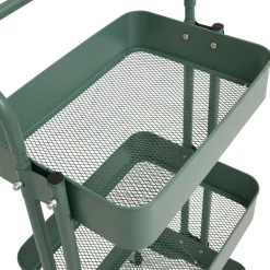 Carrito cocina verde de metal con 3 niveles