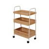 Carrito de cocina beige de bambú y metal