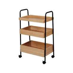 Carrito de cocina negro de bambú y metal