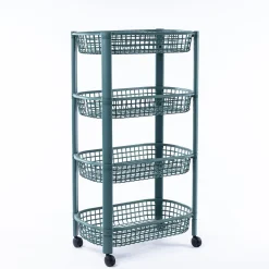 Carrito De Cocina San Marino Verde Con 4 Cestos