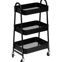 Carrito Para Baño Metal Negro Con Ruedas