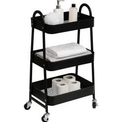 Carrito Para Baño Metal Negro Con Ruedas