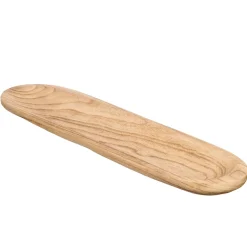 Centro de mesa ovalado beige de madera quemada