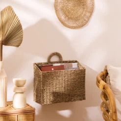 Cesta Cora Beige De Rafia Para Colgar