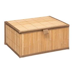 Cesta C/Tapa De Bambú Beige Tam.2/3