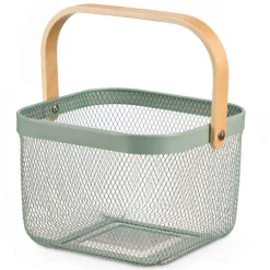 Cesta cuadrada de metal verde