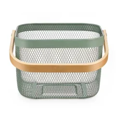 Cesta cuadrada de metal verde
