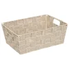 Cesta de almacenaje beige de poliéster 28cm