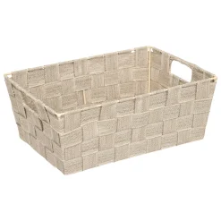 Cesta de almacenaje beige de poliéster 28cm